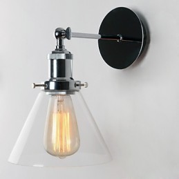 Art Deco Wall Light with Glass Cone Shade Down