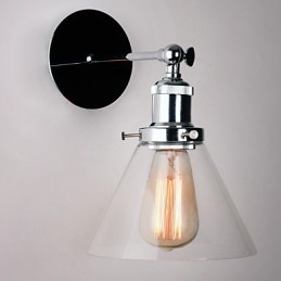 Art Deco Wall Light with Glass Cone Shade Down