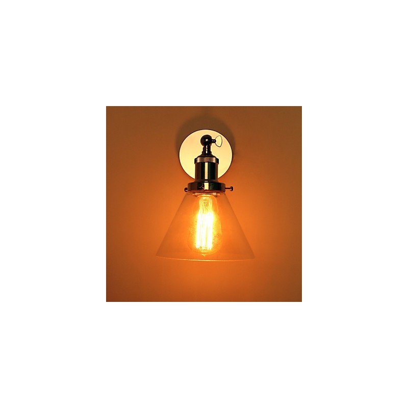 Art Deco Wall Light with Glass Cone Shade Down