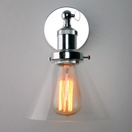 Art Deco Wall Light with Glass Cone Shade Down