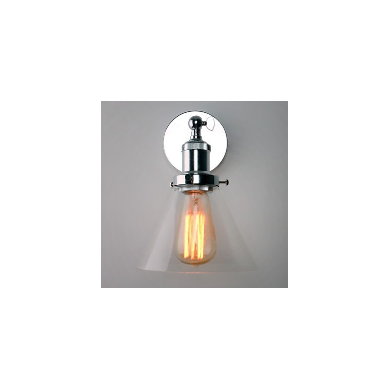 Art Deco Wall Light with Glass Cone Shade Down