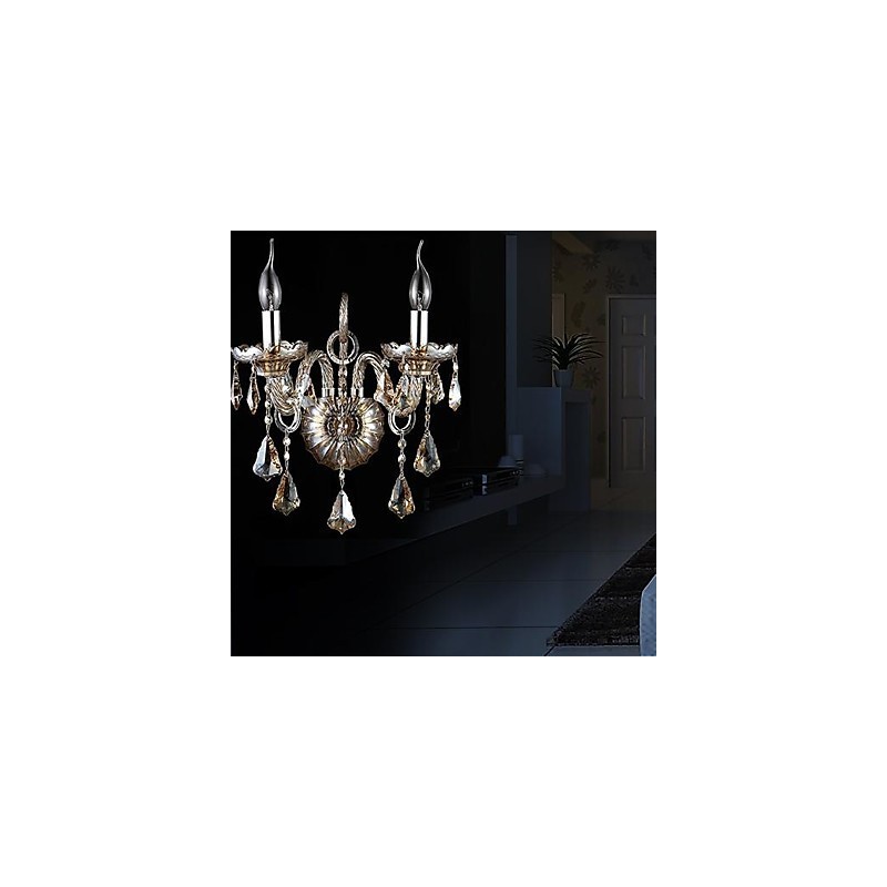 Crystal Wall Sconces Candle Wall Lights Reading Wall Lights Modern Contemporary Metal