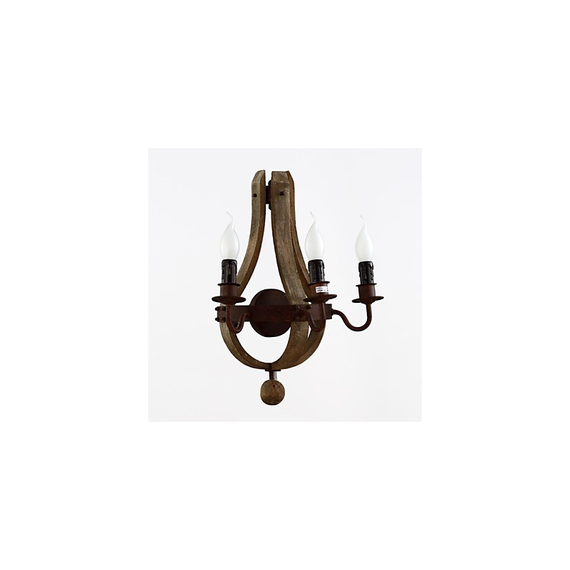 Vintage Amercian Rustic Wooden Wall Wine Barrel Lamp Liviing and Bedroom Lamp