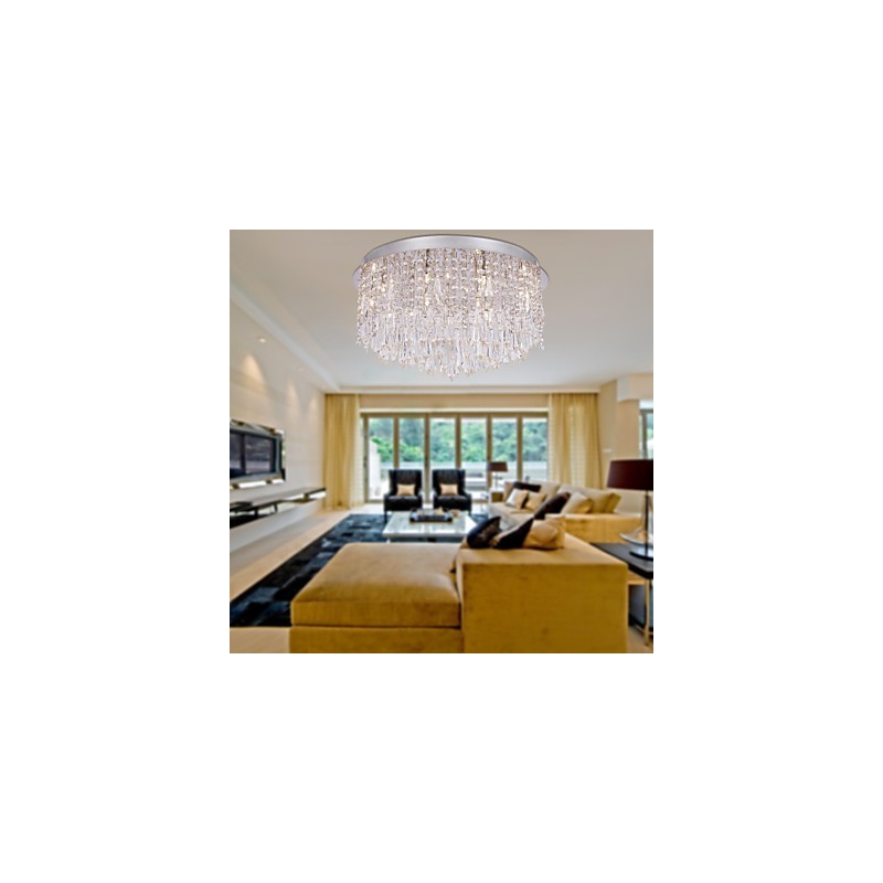 Modern Contemporary Crystal Chrome Flush Mount