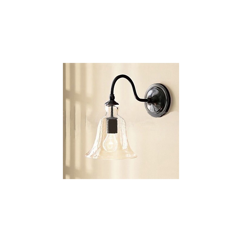 Nature Inspired Iron Wall Light with Transparent Glass Shade