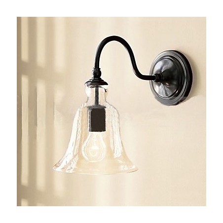 Nature Inspired Iron Wall Light with Transparent Glass Shade