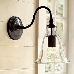 Nature Inspired Iron Wall Light with Transparent Glass Shade