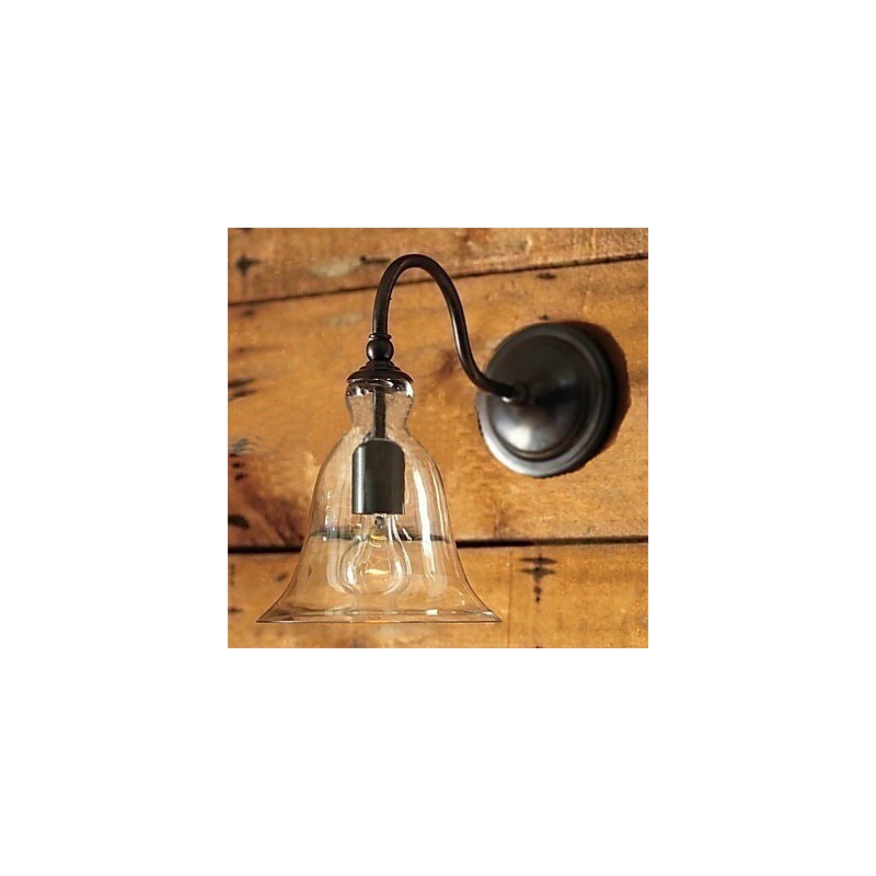 Nature Inspired Iron Wall Light with Transparent Glass Shade