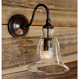 Nature Inspired Iron Wall Light with Transparent Glass Shade