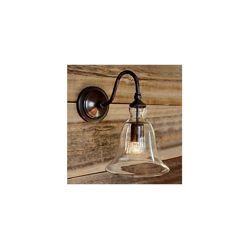 Nature Inspired Iron Wall Light with Transparent Glass Shade