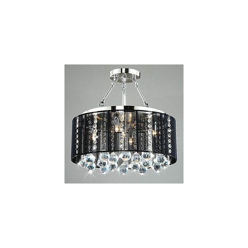 Traditional Classic Crystal Chrome Metal Flush Mount