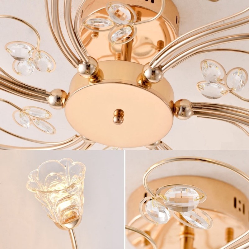 Artistic Aluminum Flush Mount Lights With Crystals