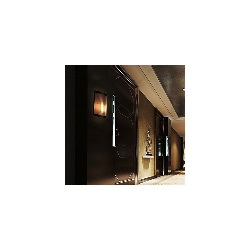 Vintage Style Simplicity steel Wire Mesh and Metal Wall Sconce Living Room Hallway Attic Garage Basement Wall Lamp