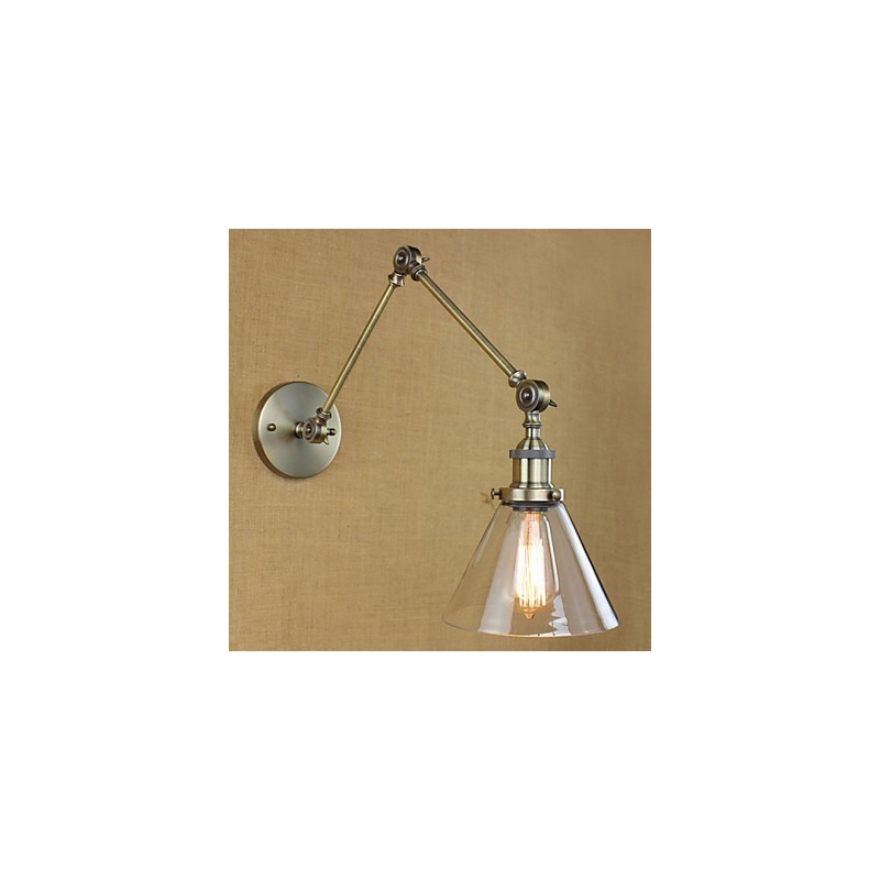 Iron Plating Bronze Bar Aisle Dining Room Hotel Vintage Iron Arm Glass Wall Lamp Lighting