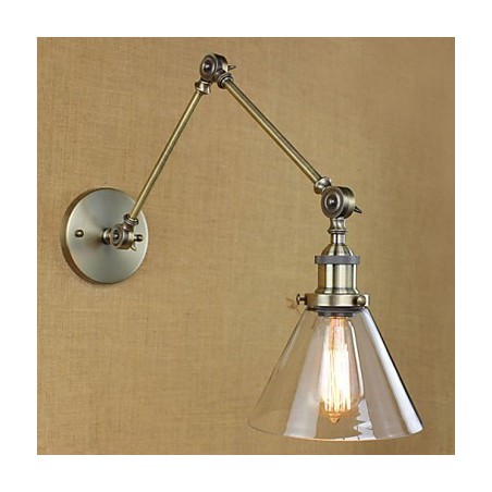 Iron Plating Bronze Bar Aisle Dining Room Hotel Vintage Iron Arm Glass Wall Lamp Lighting