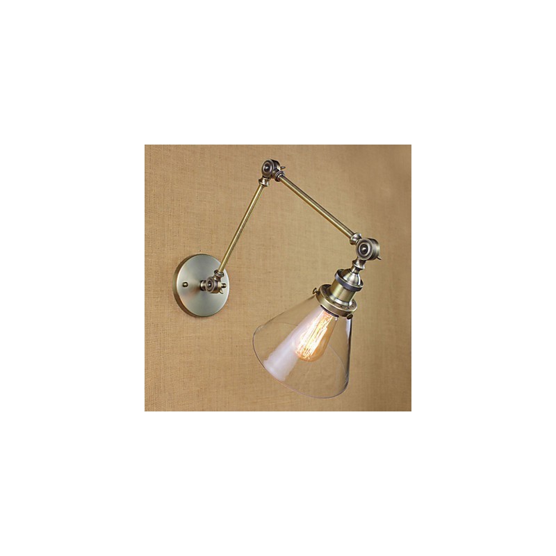 Iron Plating Bronze Bar Aisle Dining Room Hotel Vintage Iron Arm Glass Wall Lamp Lighting