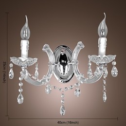 Elegant Crystal Wall Light with 2 Lights
