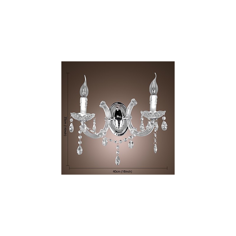 Elegant Crystal Wall Light with 2 Lights