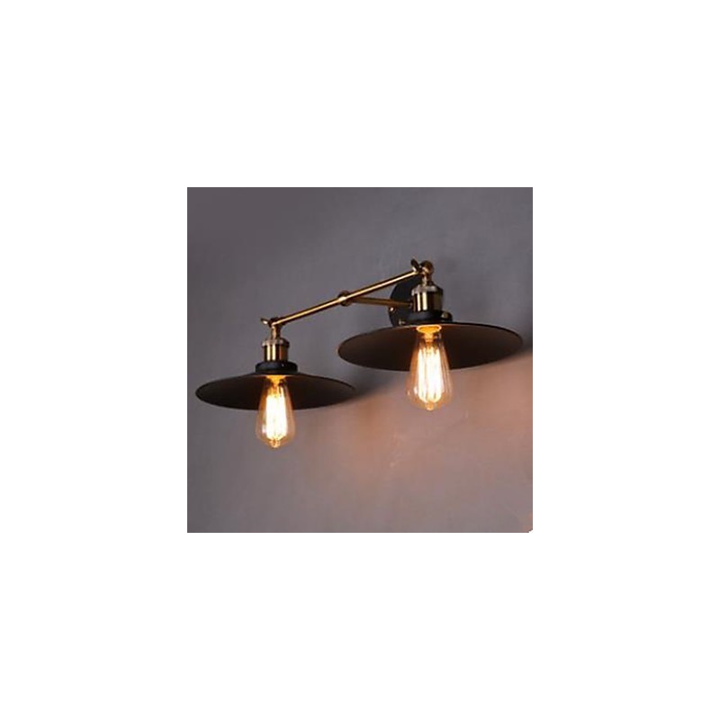 Rural Industrial Retro Wall Lamp Double Wall Lamp Black Umbrella