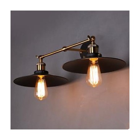 Rural Industrial Retro Wall Lamp Double Wall Lamp Black Umbrella