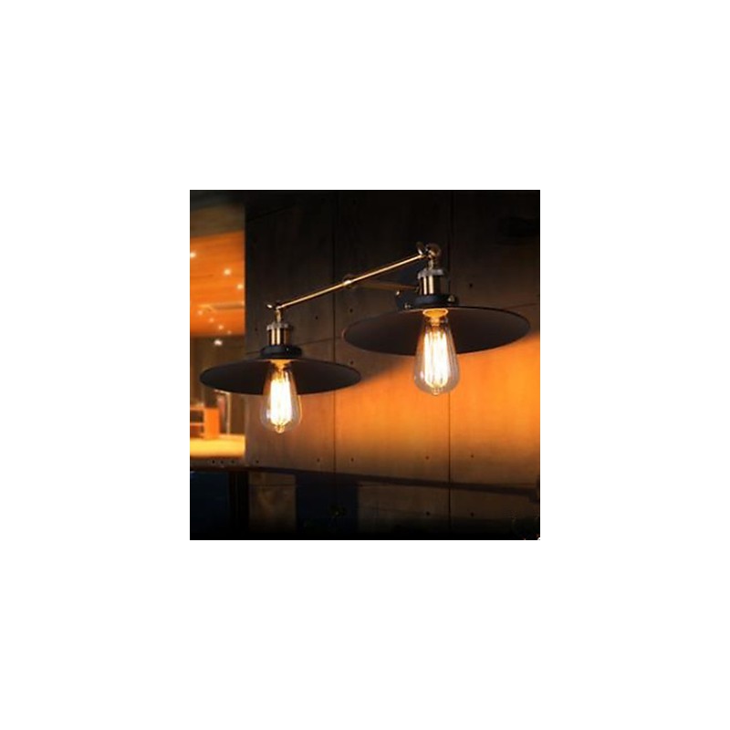 Rural Industrial Retro Wall Lamp Double Wall Lamp Black Umbrella