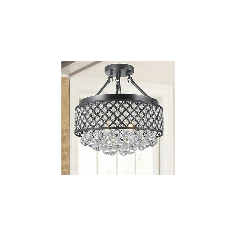 Traditional Classic Crystal Painting Metal Flush Mount