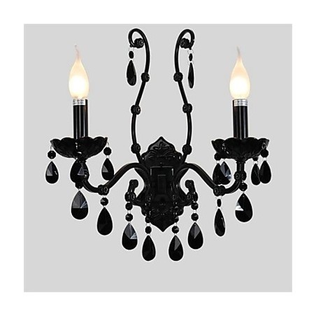 Crystal Mini Style Wall Sconces Candle Wall Lights Modern Contemporary Metal