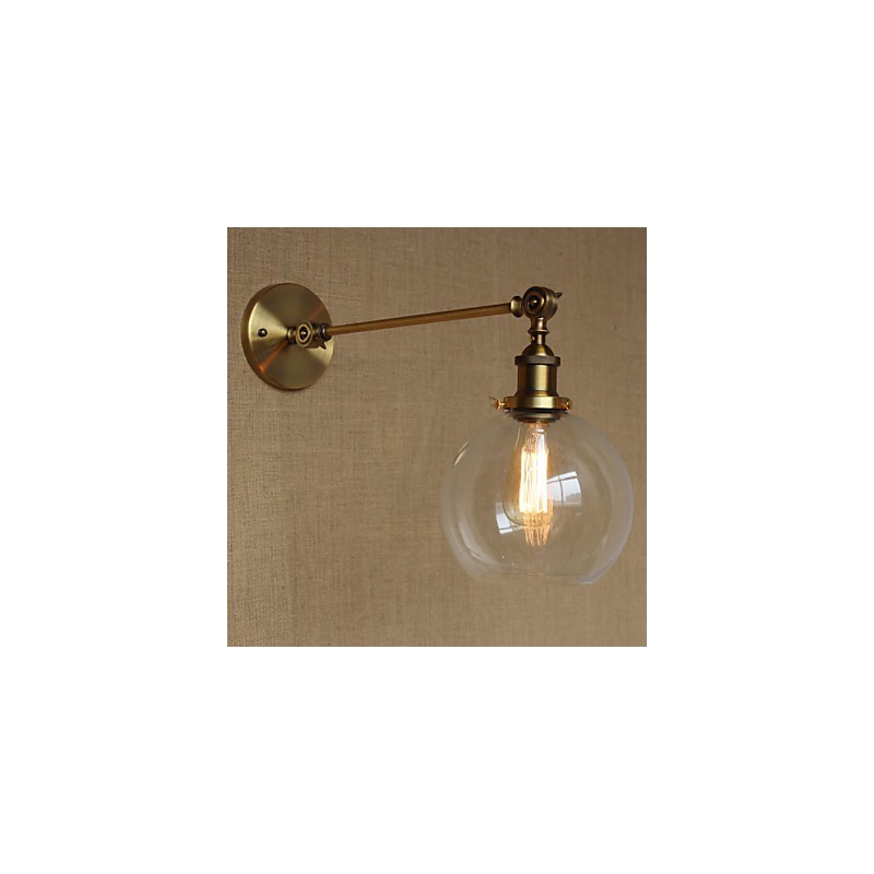 The Iron Glass Bronze Brass Arm Style Retro Creative American Country Hall Bedroom Wall Lamp