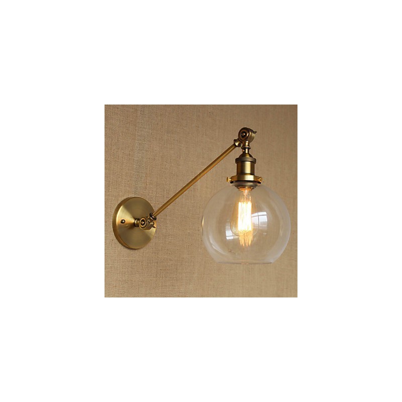 The Iron Glass Bronze Brass Arm Style Retro Creative American Country Hall Bedroom Wall Lamp