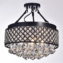 Traditional Classic Crystal Painting Metal Flush Mount