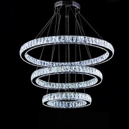 Crystal Pendant Light Modern Lighting Three Rings D406080 K9 Large Crystal Ceiling Light Fixtures