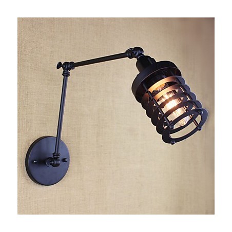 Style Bed Hotel Eestaurant Project Iron Arm Double Retro Vintage Black Belt Wall Lamp Switch
