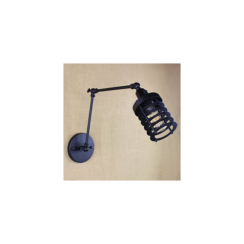 Style Bed Hotel Eestaurant Project Iron Arm Double Retro Vintage Black Belt Wall Lamp Switch