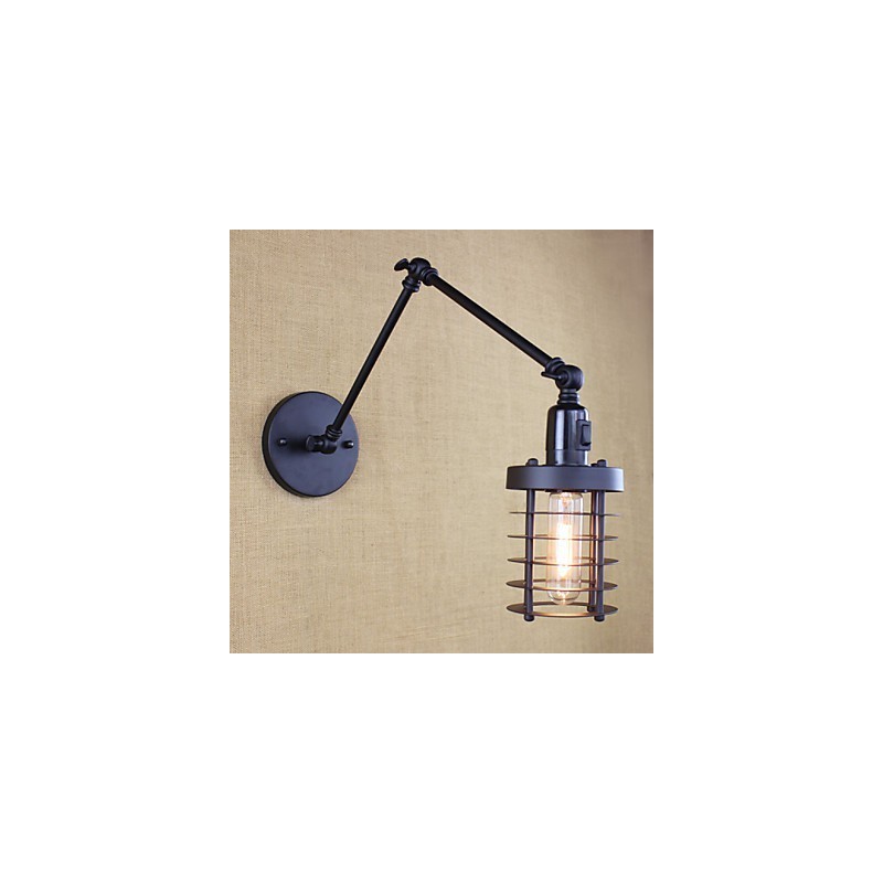Style Bed Hotel Eestaurant Project Iron Arm Double Retro Vintage Black Belt Wall Lamp Switch