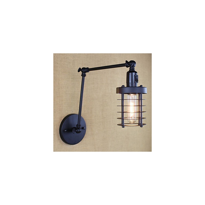 Style Bed Hotel Eestaurant Project Iron Arm Double Retro Vintage Black Belt Wall Lamp Switch