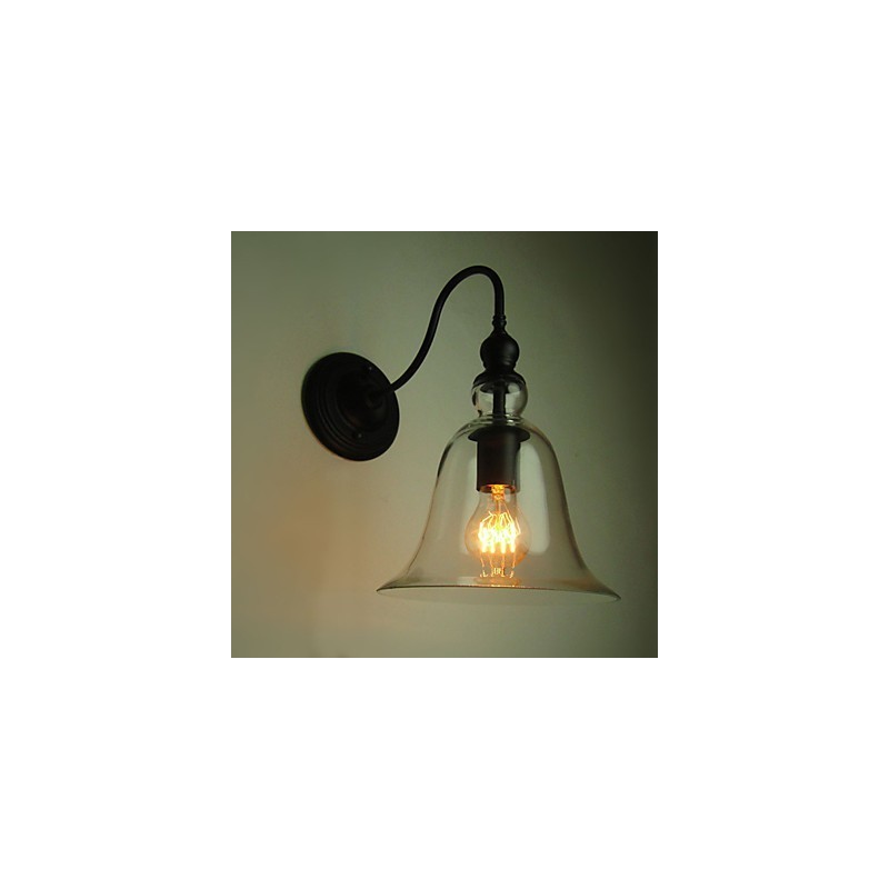 Vintage Wall Lamp One Light Steel and Glass