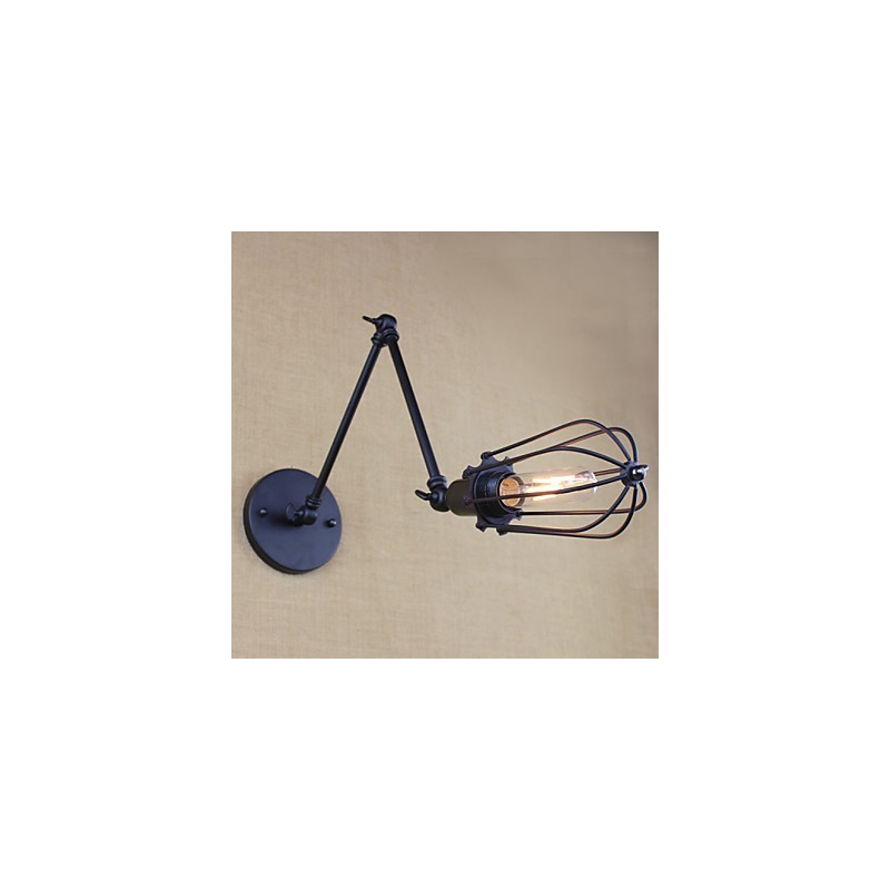 Style Bed Hotel Eestaurant Project Iron Arm Double Retro Vintage Black Belt Wall Lamp Switch