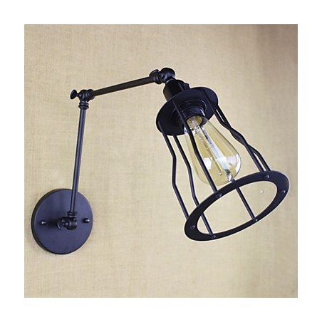 Style Bed Hotel Eestaurant Project Iron Arm Double Retro Vintage Black Belt Wall Lamp Switch