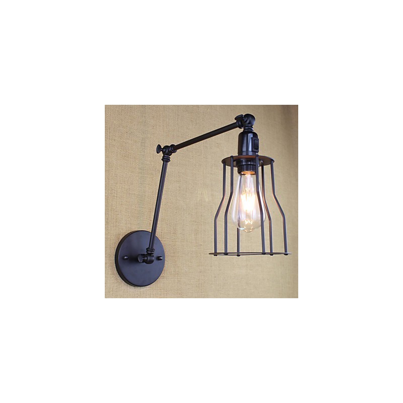 Style Bed Hotel Eestaurant Project Iron Arm Double Retro Vintage Black Belt Wall Lamp Switch