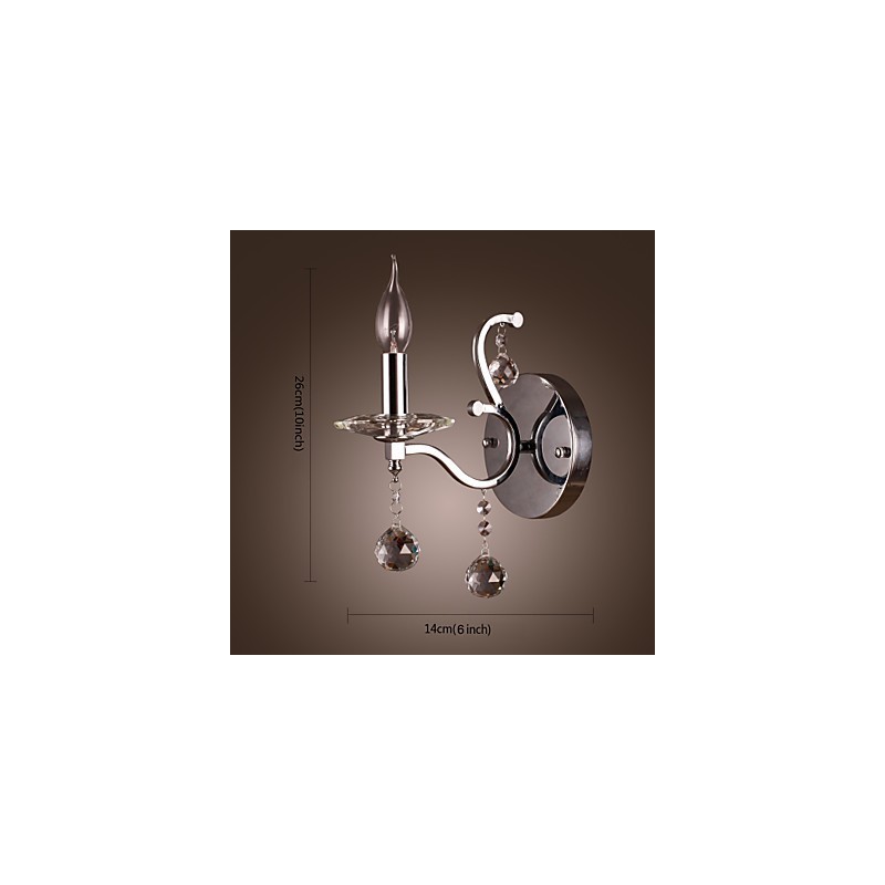 Silvery Crystal Wall Light with 1 Lights