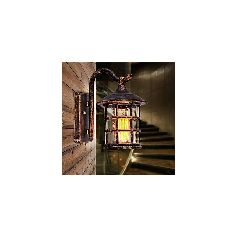 Antique Rustic Iron Waterproof Outdoor Wall Lamp Vintage Lantern Light Rusty Matte black Corridor Hallway Wall Sconce