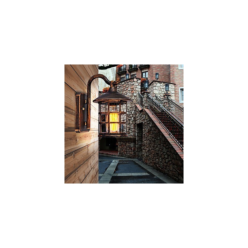 Antique Rustic Iron Waterproof Outdoor Wall Lamp Vintage Lantern Light Rusty Matte black Corridor Hallway Wall Sconce