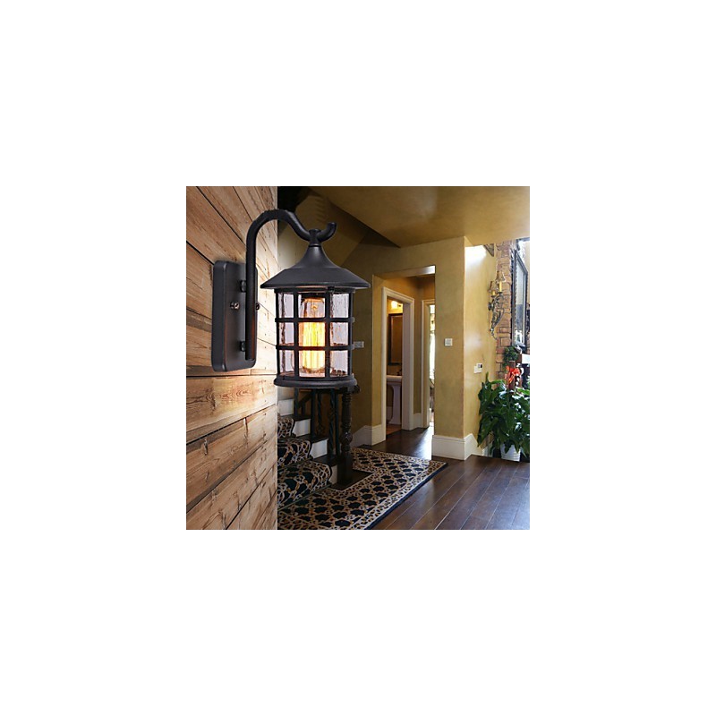 Antique Rustic Iron Waterproof Outdoor Wall Lamp Vintage Lantern Light Rusty Matte black Corridor Hallway Wall Sconce