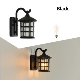 Antique Rustic Iron Waterproof Outdoor Wall Lamp Vintage Lantern Light Rusty Matte black Corridor Hallway Wall Sconce