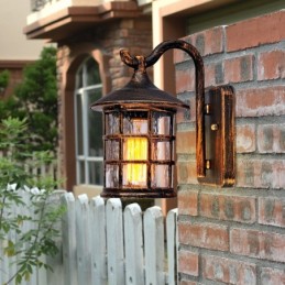 Antique Rustic Iron Waterproof Outdoor Wall Lamp Vintage Lantern Light Rusty Matte black Corridor Hallway Wall Sconce