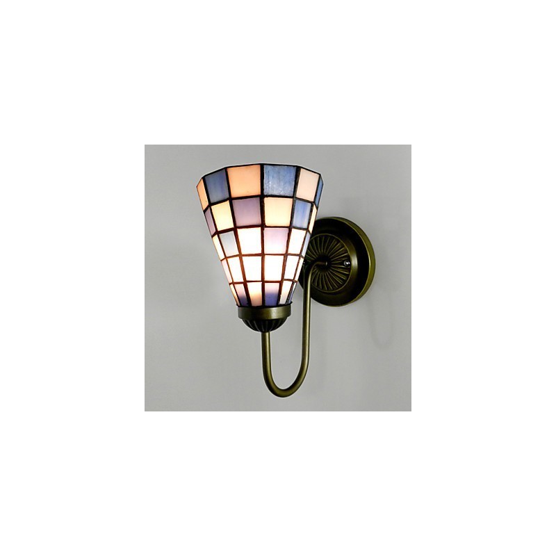 15CM Contemporary And Contracted Stained Glass Lamp Wall Lamp Inn Blue And White Squares Lights