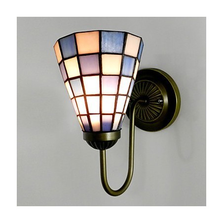 15CM Contemporary And Contracted Stained Glass Lamp Wall Lamp Inn Blue And White Squares Lights