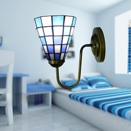 15CM Contemporary And Contracted Stained Glass Lamp Wall Lamp Inn Blue And White Squares Lights