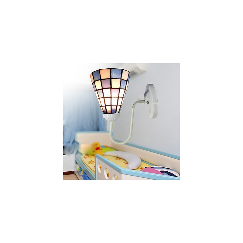 15CM Contemporary And Contracted Stained Glass Lamp Wall Lamp Inn Blue And White Squares Lights