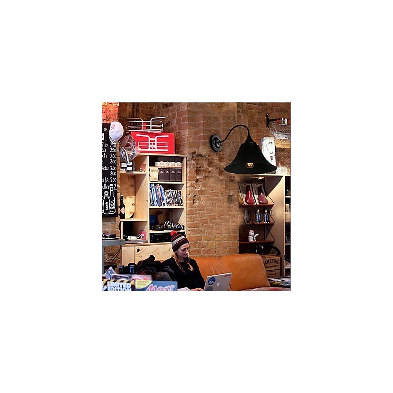 220V 29*29CM 5 10㎡ Designer Duds Loft Style Ancient Black Iron Cap Wall Lamp Light